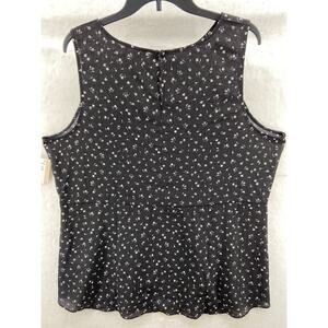 NWT 14th & Union Shirt Women Sz 3X Sleeveless‎ Floral Black Lightweight Gathered